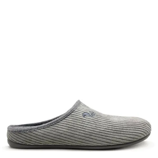 thies Veganer "thies ® Eco Cord Slipper" aus zertifiziertem recyceltem PES Cord, Grey (grau), – Produktbild 1 von 4