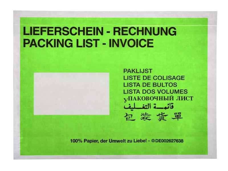 250 Dokumenten- und Lieferscheintaschen aus Papier DIN C5 – Produktbild 1 von 1