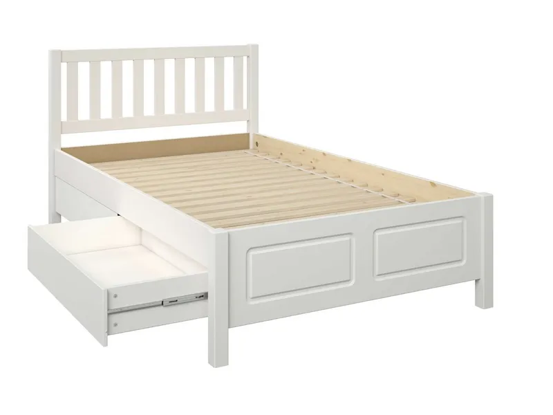 OTTO home Stauraumbett Synnra, maximaler Stauraum, 4 Schubladen, Made in EU, Landhausstil (Liegefläche 120x200 cm, inklusive Lattenrost), FSC® zertifiziert, Kassettenfront, Stauraumlösung und Komfort, Weiß, – Produktbild 4 von 4