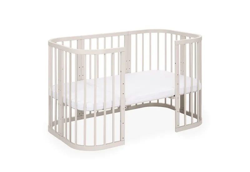 Waldin Waldin Babybett 7in1 mitwachsend, Beistellbett, Matratze, Rollen, Beige, – Produktbild 5 von 8