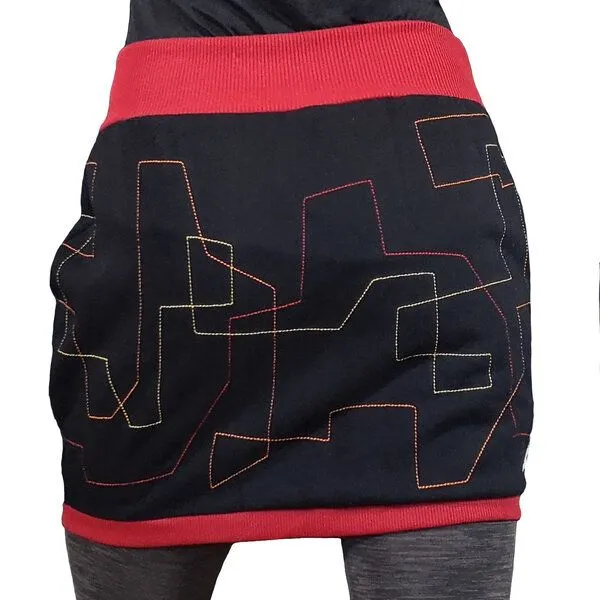 liebewicht Sweatrock Ballonrock Unikat liebewicht mit bunten Stickereien 3 Längen nach Wahl, Schwarz/rot, – Produktbild 3 von 4