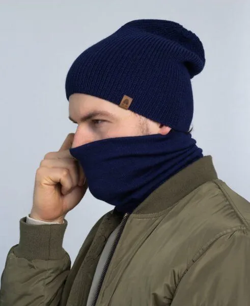 Kopyto Kopyto OPOS – Multifunktionaler Merino-Schlauchkragen aus 100% RWS-Wolle, Marineblau, – Produktbild 1 von 6