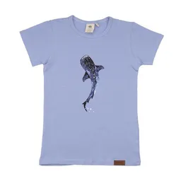 Walkiddy Kinder T-Shirt GOTS zertifiziert Bio-Baumwolle, Hellblau, Wal- und Rochen-Motiv, Walkiddy – Produktbild 1 von 1