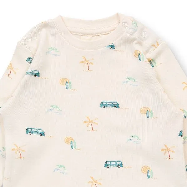 Sense Organics Sense Organics Strampler, Modell TONA, Retro-bus auf weiß, – Produktbild 2 von 3