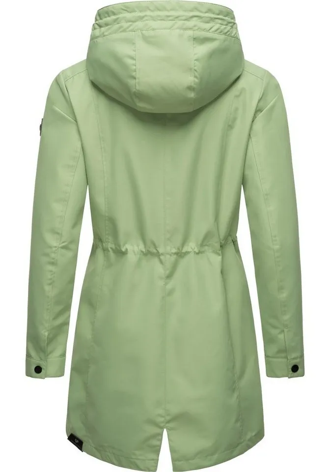 ragwear ragwear Regenmantel Begonia Wasserdichter Damen Übergangsmantel mit großer Kapuze, Grau|grün, – Produktbild 4 von 5