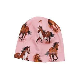 Walkiddy Beanie Rosa Pferde-Print Allover Bio-Baumwolle GOTS weich – Walkiddy – Produktbild 1 von 1