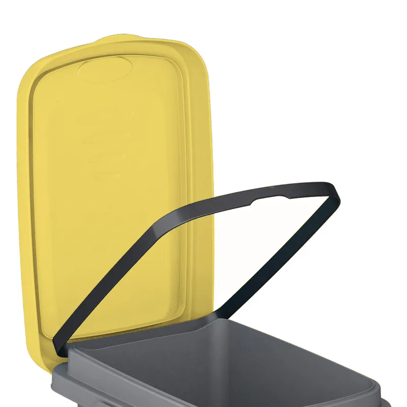 Casaria® Mülleimer Grau/Gelb Kunststoff 25L – Produktbild 2 von 2