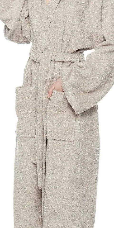 Arus Arus Damenbademantel Astra, pflegeleicht, wadenlang oder extralang für Spa & Sauna, 100% Baumwolle, Kapuze, Gürtel, mit Kapuze, wadenlang oder extra lang, 100% Baumwolle, Braun, – Produktbild 4 von 4