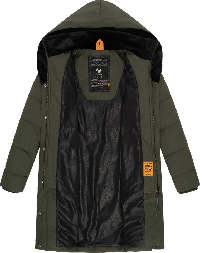 ragwear ragwear Steppmantel Natalka Cosy wasserdichter Mantel mit flauschigem Kunstfell-Kragen, Grün, – Produktbild 1 von 4