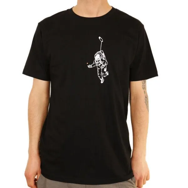 Spangeltangel Spangeltangel Herrenshirt "Kosmonaut", T-Shirt, Bio-Baumwolle, Astronaut, Stern,, Schwarz, – Produktbild 2 von 4
