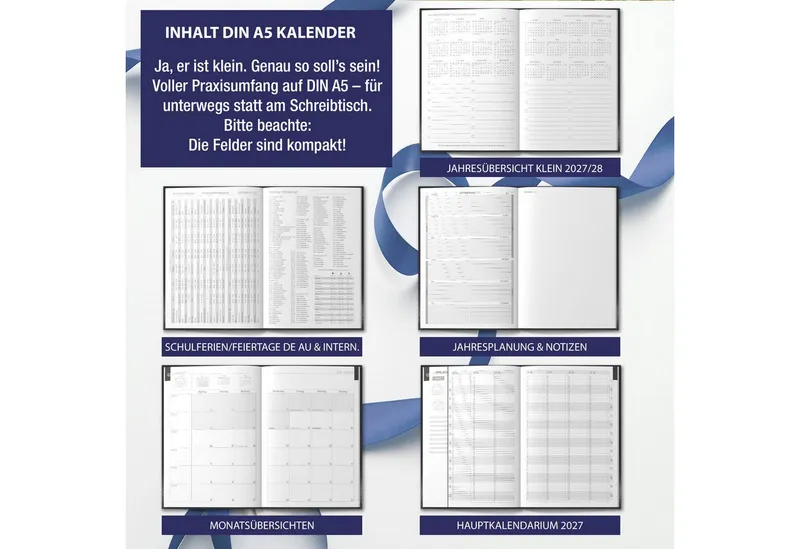 TOBJA Buchkalender Praxisplaner 2027 A5 Blue Pop Terminplaner 15 Min Takt FSC Friseur, 15-Min-Takt 7-21 Uhr, A5, 1 Woche 2 Seiten, FSC-Papier, Pop-Design, Schwarz, – Produktbild 4 von 5