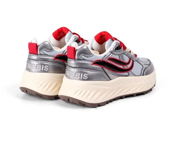 Genesis Footwear Genesis Footwear vegane Sneakers G-Eco '99, bulky, Silber-rot, – Produktbild 2 von 2