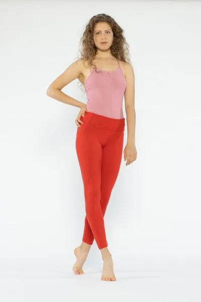 YOIQI YOIQI Yoga Leggings aus Bio-Baumwolle mit hohem Bund, Aura orange (orange), – Produktbild 3 von 4