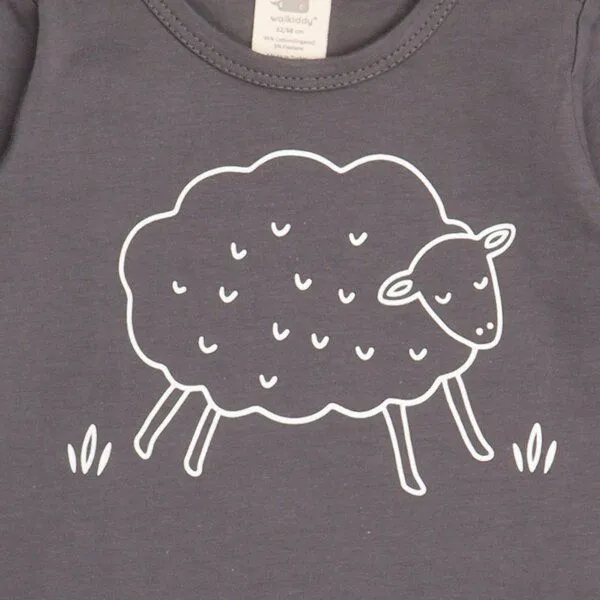 Walkiddy Kinder Langarmshirt GOTS zertifiziert, 95% Bio-Baumwolle, grau, Igel-Motiv, weich & elastisch – Walkiddy – Produktbild 3 von 3