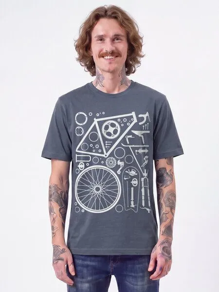 watapparel watapparel T-Shirt Unisex Fahrradteile, Blue grey, – Produktbild 2 von 2