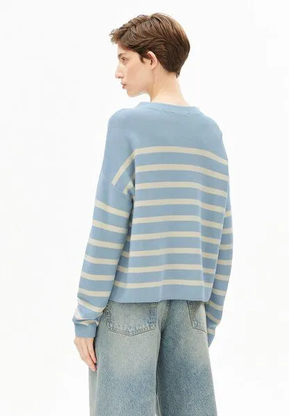 ARMEDANGELS ARMEDANGELS MERINAA STRIPES Damen Strickpullover aus Bio-Baumwolle, Blue glow-oatmilk, – Produktbild 2 von 4