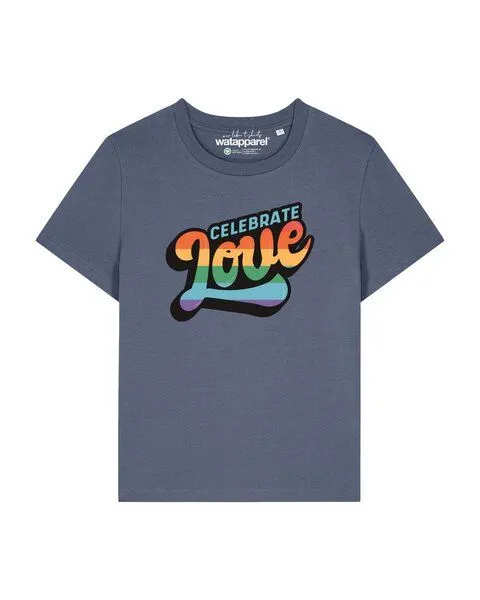 watapparel watapparel T-Shirt Frauen Celebrate Love, Blue grey, – Produktbild 1 von 2