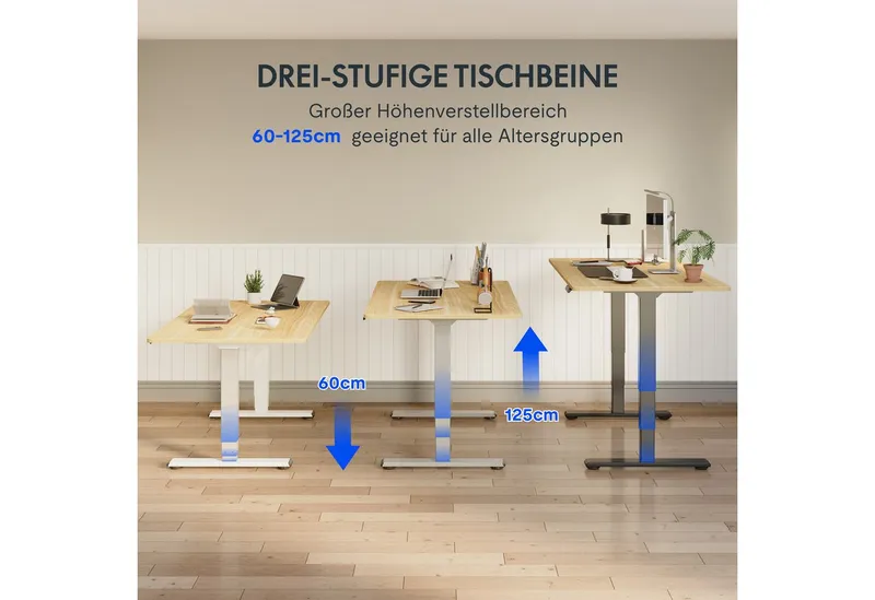 Flexispot Flexispot Schreibtisch Elektrisch Höhenverstellbarer Schreibtisch EC5 LITE mit Dualmotor (25MM einteiliger Tischplatte & 3-fach Teleskop, 4 Speicherhöhen & Antikollisionssystem), 120x80/140x80/160x80/180x80, Schwarz | ahorn, – Produktbild 4 von 5