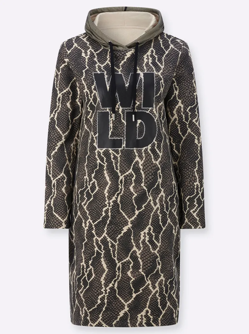 Witt Druckkleid, Schwarz-taupe-bedruckt, – Produktbild 1 von 2