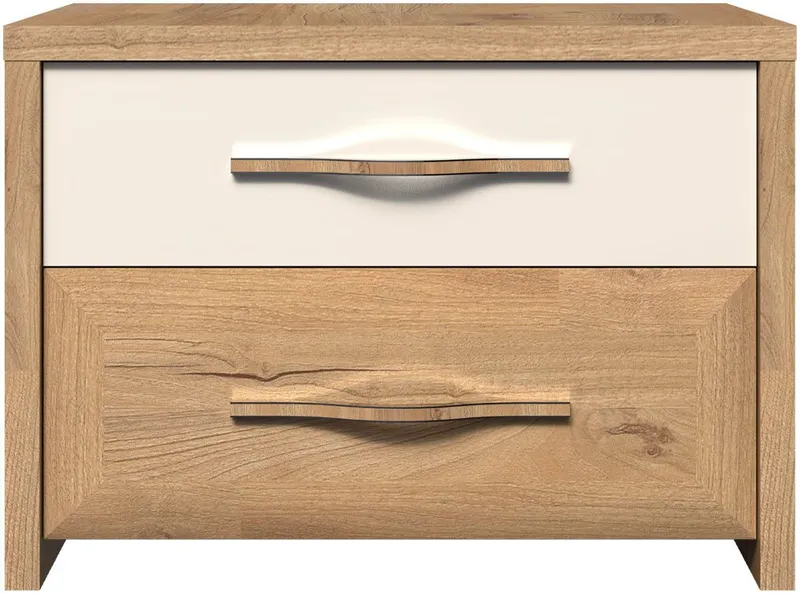 OTTO home Nachtkommode Gala, beige hochglänzend UV lackiert und melaminbeschichtet, kratzfest (Soft-Close Funktion, Maße: B/T/H 57/41/41cm), mit 2 Schubladen, klassische Rahmenoptik, FSC-zertifiziert, Beige, – Produktbild 4 von 5