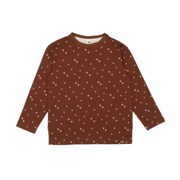 Walkiddy Kinder Langarmshirt GOTS-zertifiziert aus Bio-Baumwolle braun mit Pfoten-Muster – Walkiddy, Braun, – Produktbild 1 von 1