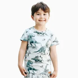 Walkiddy Walkiddy T-Shirt Weiß Dinosaurier-Allover Bio-Baumwolle GOTS – Produktbild 1 von 1