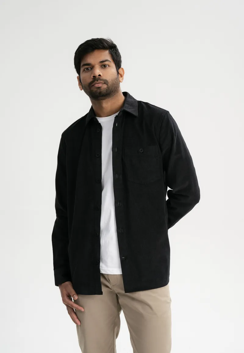 MELA MELA Herren vegan Hemd Nimit Corduroy Schwarz, Schwarz, – Produktbild 1 von 2