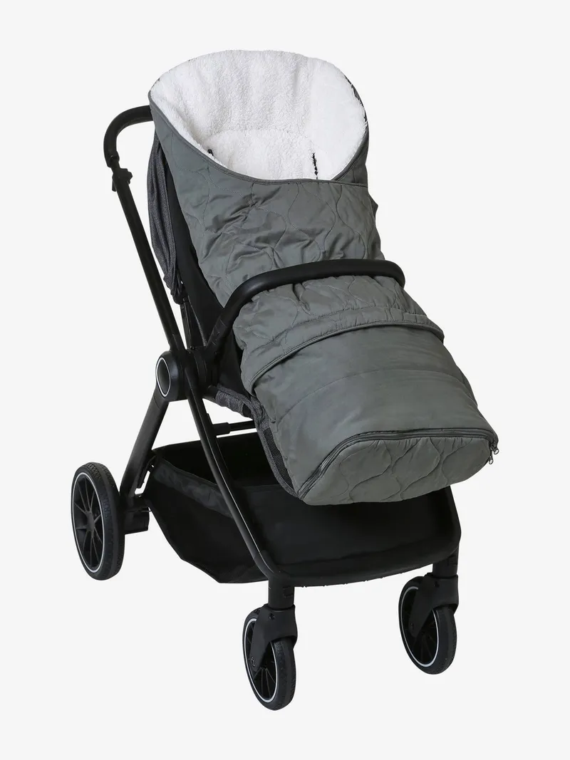 Vertbaudet Baby Ausfahrsack mit Futter aus Teddyfleece, Schiefergrau, – Produktbild 4 von 4