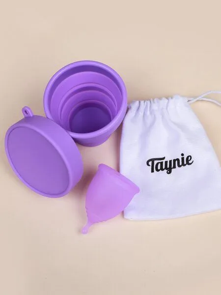 Taynie Menstruationstasse mit Sterilisationsbehälter Taynie Premium Period Cup, Lila, – Produktbild 4 von 4