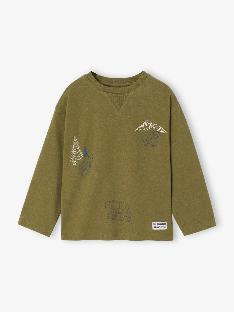 Vertbaudet Jungen Shirt mit Motiven n, Pistaziengrün bär, – Produktbild 1 von 4