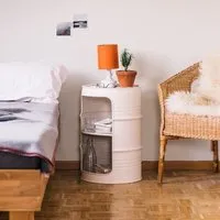 Lockengelöt Lockengelöt Nachttisch/Couchtisch aus einem kleinen Ölfass, Weissweiss, – Produktbild 2 von 3