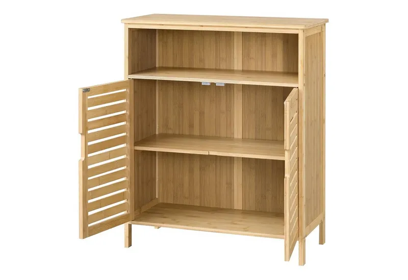 en.casa Midischrank »Eslöv« Badezimmerschrank 81x65,5x31cm Bambus, Beige, – Produktbild 5 von 5
