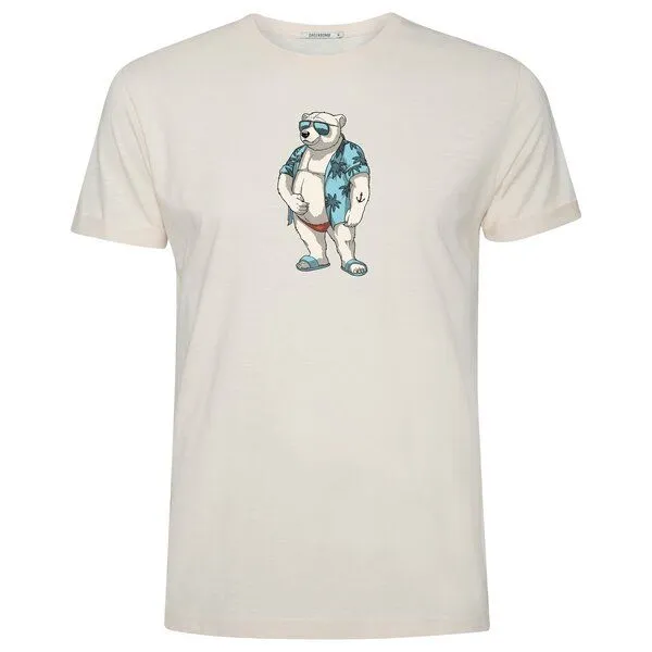 GreenBomb GREENBOMB Print T-Shirt Animal Beach Bear Guide, Creme white, – Produktbild 1 von 4