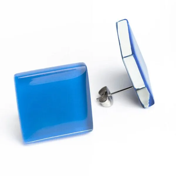 ALEXASCHA ALEXASCHA Auffällige Statement Ohrringe aus Glas | PUREFORM, Azurblau, – Produktbild 2 von 4