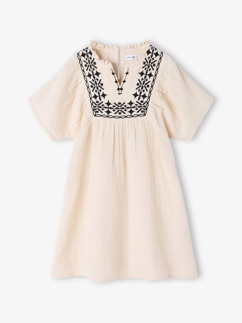 Envie De Fraise Mädchen Musselin-Kleid Boho-Stickerei Mama-Tochter-Capsule ENVIE DE FRAISE sandfarben, Sandfarben, – Produktbild 4 von 4