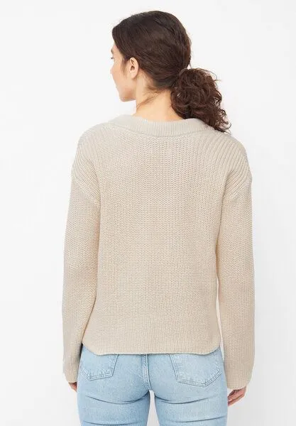 Givn Berlin Givn Berlin Damen Strickpullover mit V-Ausschnitt aus Bio-Baumwolle - ELSA, Off white, – Produktbild 3 von 4