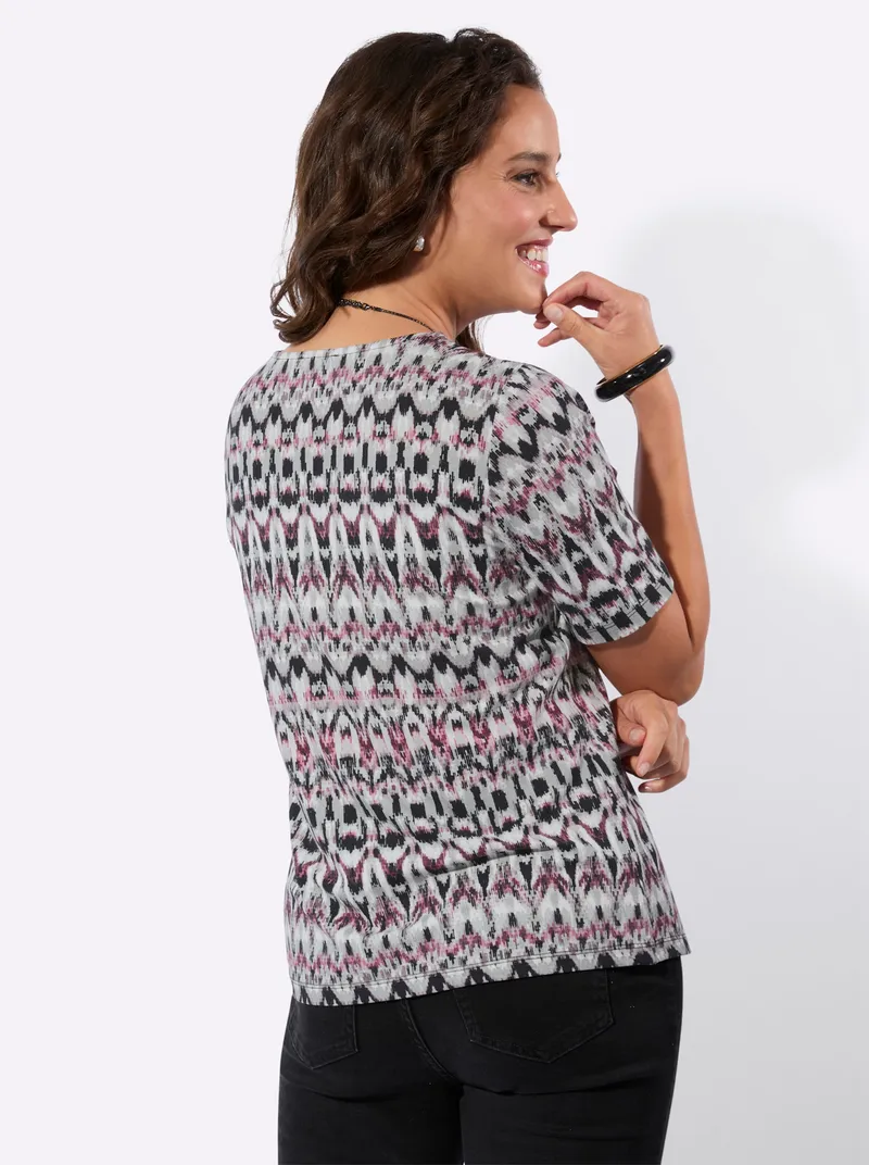 Witt Kurzarmshirt rosé-erika-bedruckt, Rosé-erika-bedruckt, – Produktbild 2 von 2