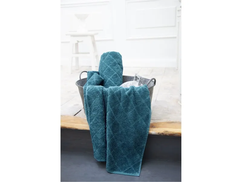 HANS NATUR HANS NATUR Handtuch Bio-Baumwolle Frottee Raute 70 x 140 cm, Türkis, – Produktbild 2 von 2