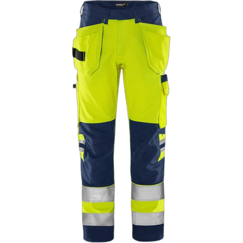 Fristads Hochsichtbare Arbeits Hose Klasse 2 Fristads Green 2641 GPLU, Gelb, – Produktbild 1 von 2