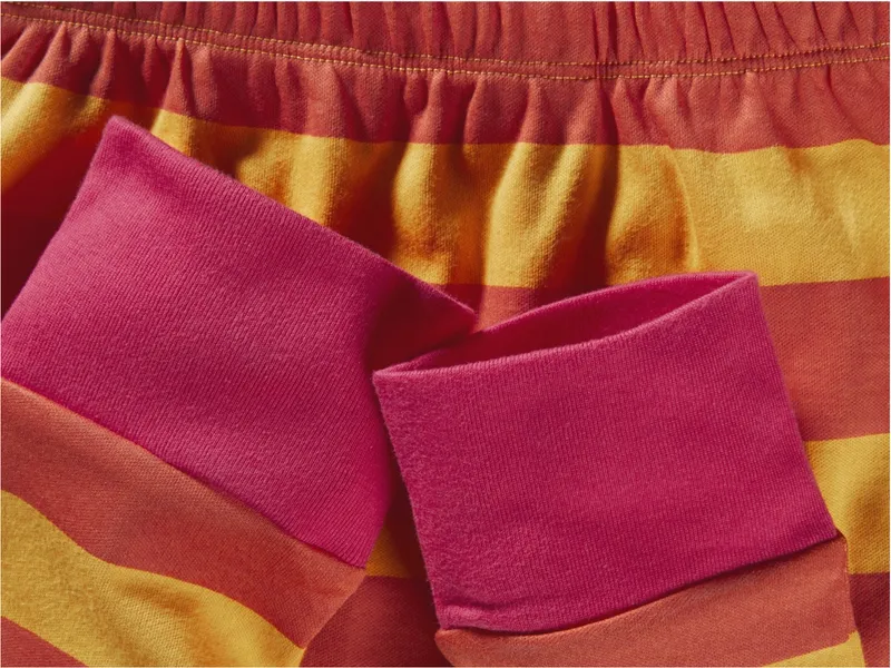 HANS NATUR Kinder Unterhose lang Bio-Baumwolle Blockstreifen Koralle Gr. 98/104, Rot, – Produktbild 2 von 2