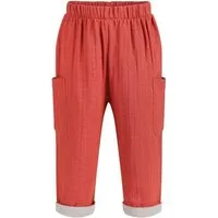 Mababu Mababu Zweifarbige Musselin-Hose | GOTS-zertifiziert | Bio-Baumwolle | Lockere Passform, Rust/beige, – Produktbild 1 von 1