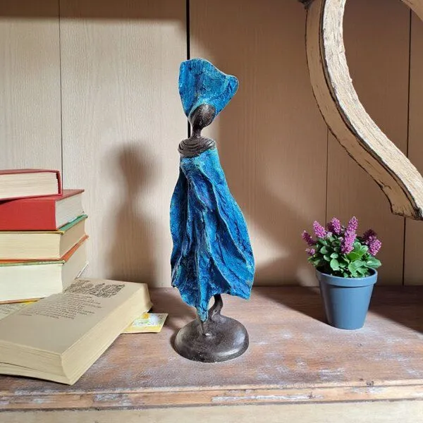 Moogoo Creative Africa Moogoo Creative Africa Bronze-Skulptur "Petite femme du Sahel" | XS | by Patrice Balma | 16 cm 0,3 kg | Handgemacht | Unikate | verschiedene Farben, Braun, – Produktbild 2 von 2