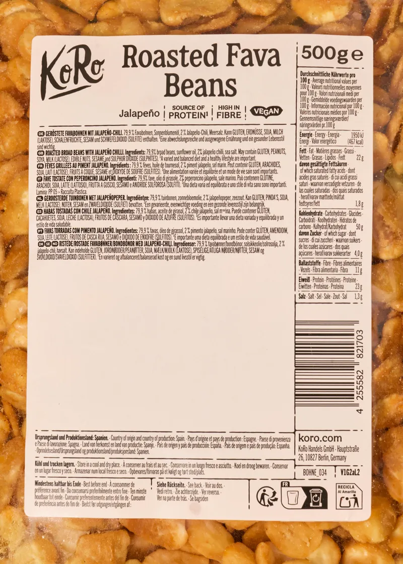KoRo Geröstete Favabohnen Jalapeño | 12 x 500 g – Produktbild 4 von 4
