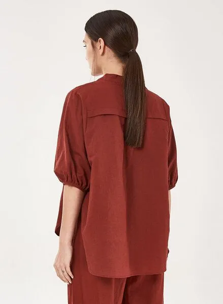 ORGANICATION ORGANICATION Bluse aus Leinen mit Bio-Baumwolle, Hot chocolate, – Produktbild 4 von 4