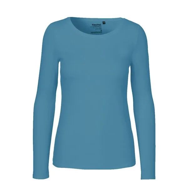 HANDGEDRUCKT HANDGEDRUCKT "Teeny Weeny Goblin" Frauen Longsleeve aus reiner Biobaumwolle (kbA), Dusty indigo, – Produktbild 2 von 3