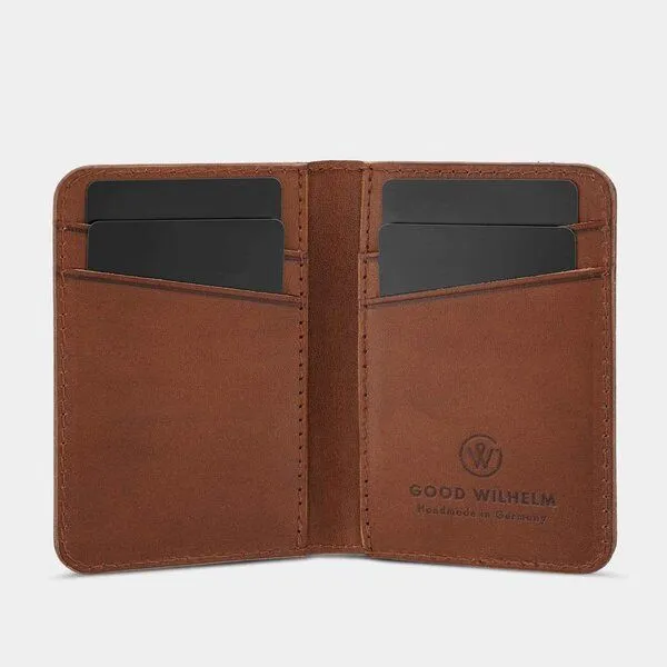 GOOD WILHELM GOOD WILHELM Klassische Bi-fold Geldbörse mit RFID Schutz - Vachetta Leder, Cognac, – Produktbild 3 von 3