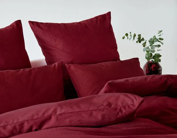 Cotonea Cotonea Bio Edel-Biber-Bettwäsche Classic, Burgund (rot), – Produktbild 1 von 3