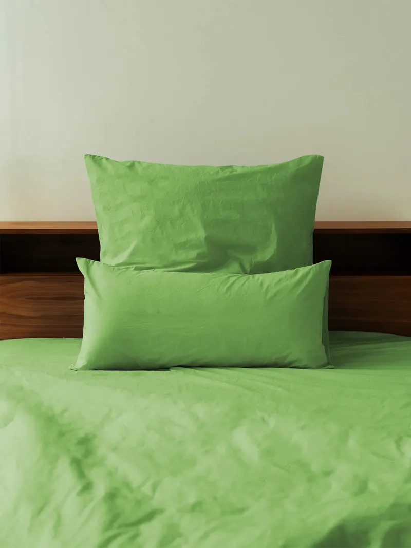 erlich textil erlich textil Fred Kopfkissenbezug aus weicher Bio-Baumwolle, made in Europe, Matcha, – Produktbild 1 von 7