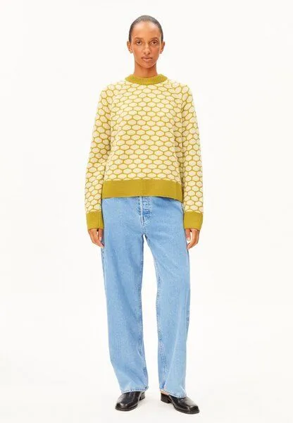 ARMEDANGELS Armedangels Multi Dots Damen Strickpullover aus Bio-Woll Mix, Mosslace-oatmilk, – Produktbild 5 von 5