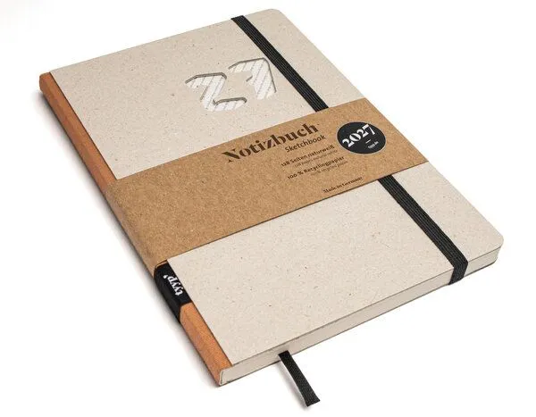 tyyp tyyp Wochenplaner 2027 – Taschenkalender A5 aus Recyclingkarton – grau, vegan & handgefertigt, Grey, – Produktbild 1 von 5